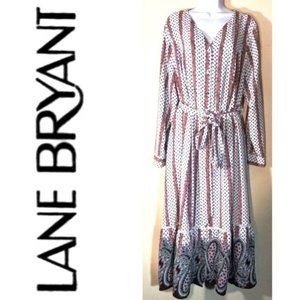 Lane Bryant With Tags Paisley Button Down Long Sleeve Boho Dress